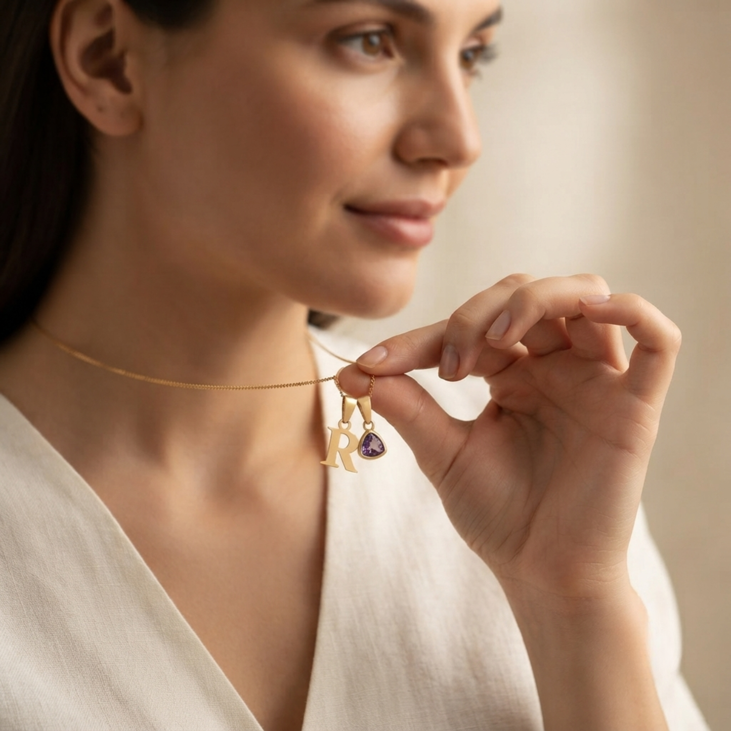 Initial Födelsesten Berlock Halsband