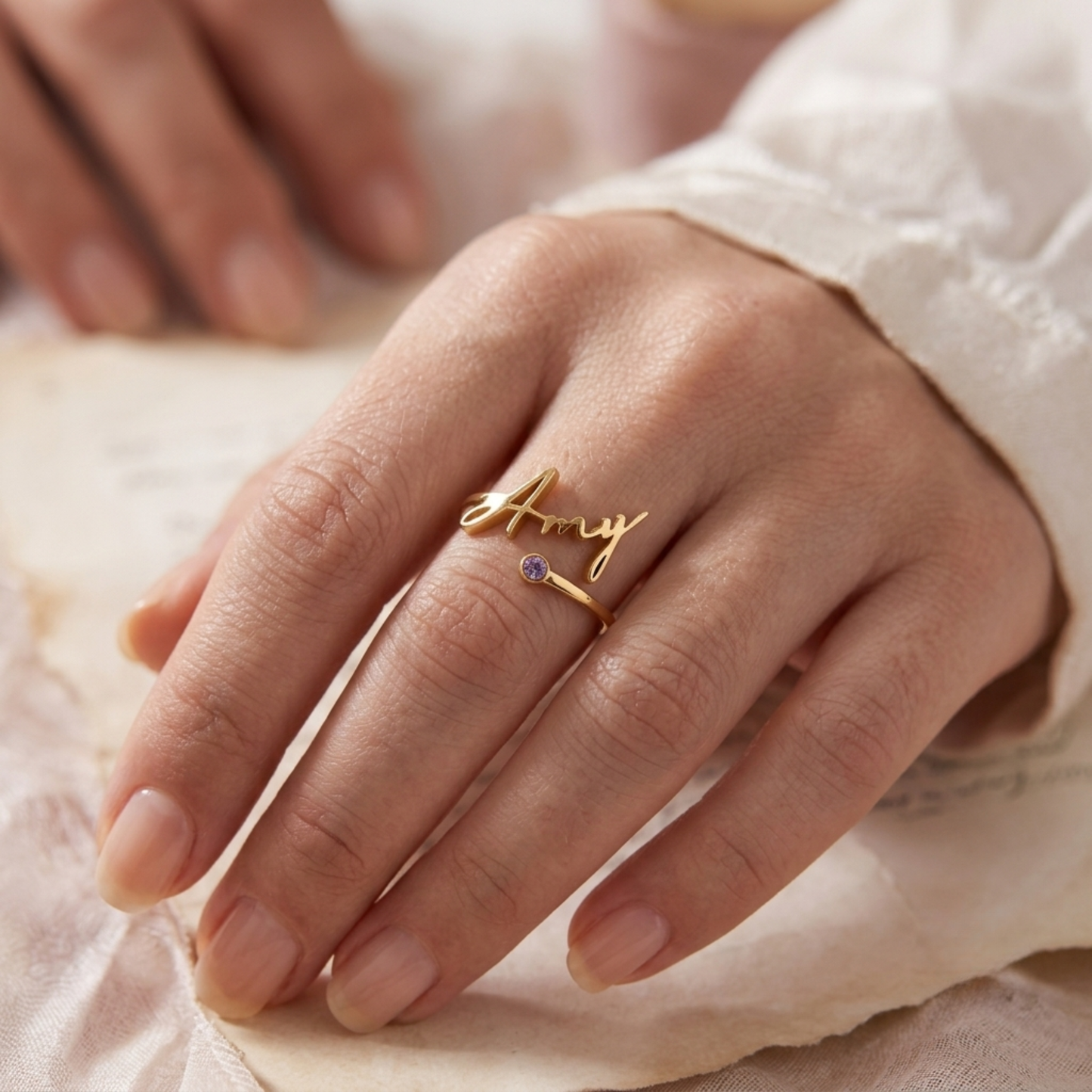 Personligt Födelsesten Namn Ring