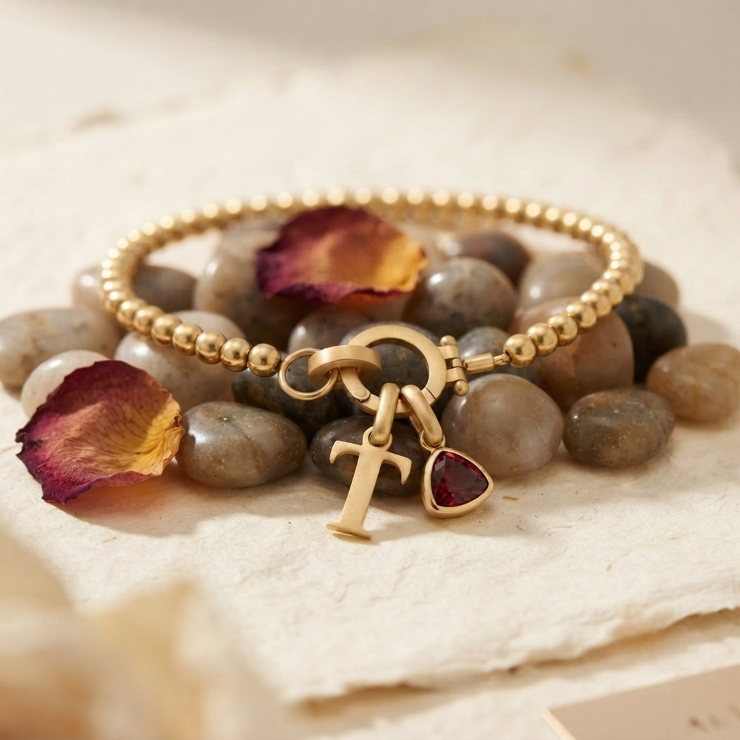 Personligt Initial Födelsesten Pärl Armband