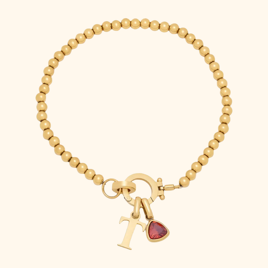 Personligt Initial Födelsesten Pärl Armband