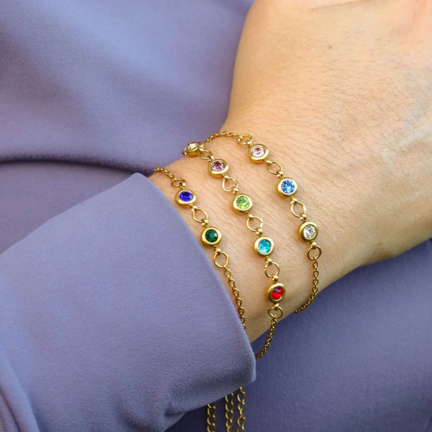 Personligt Multi Födelsestenarmband
