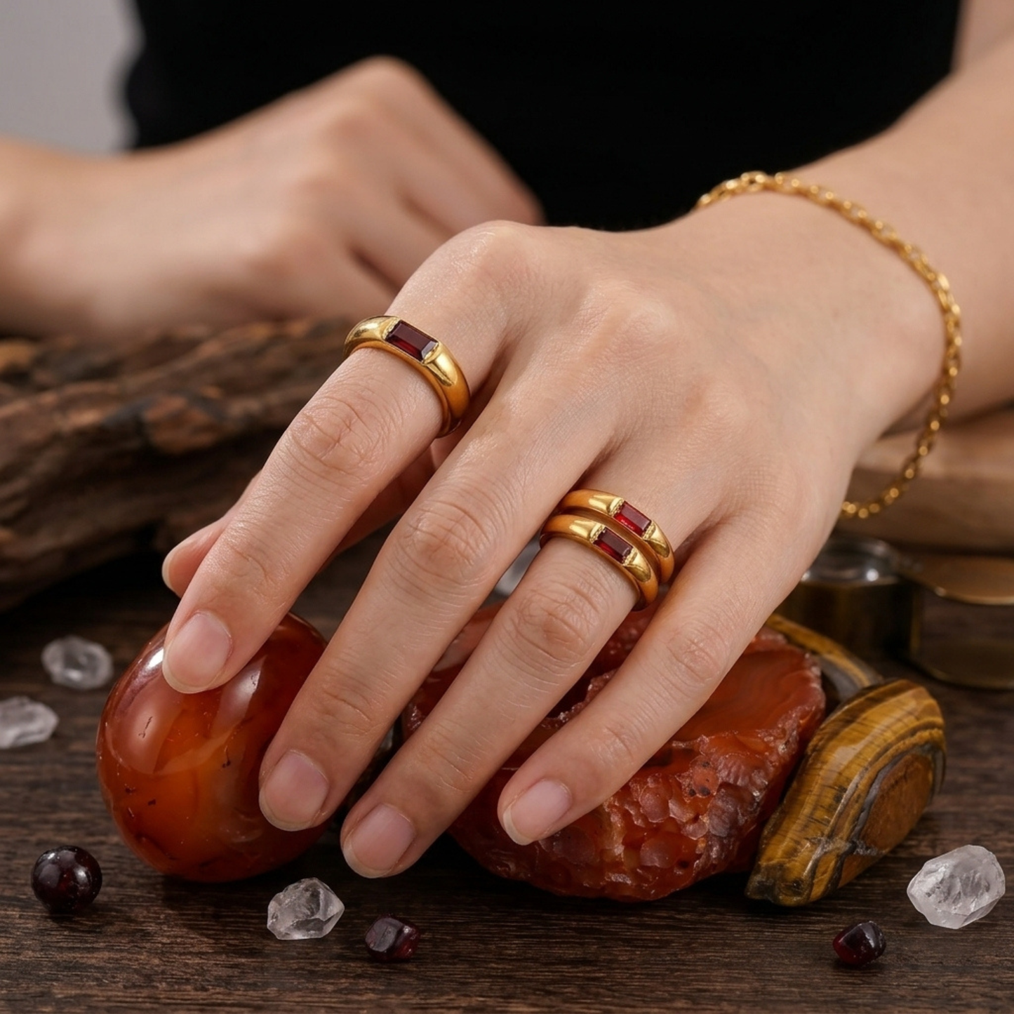 Avsmalnande Födelsesten Band Ring