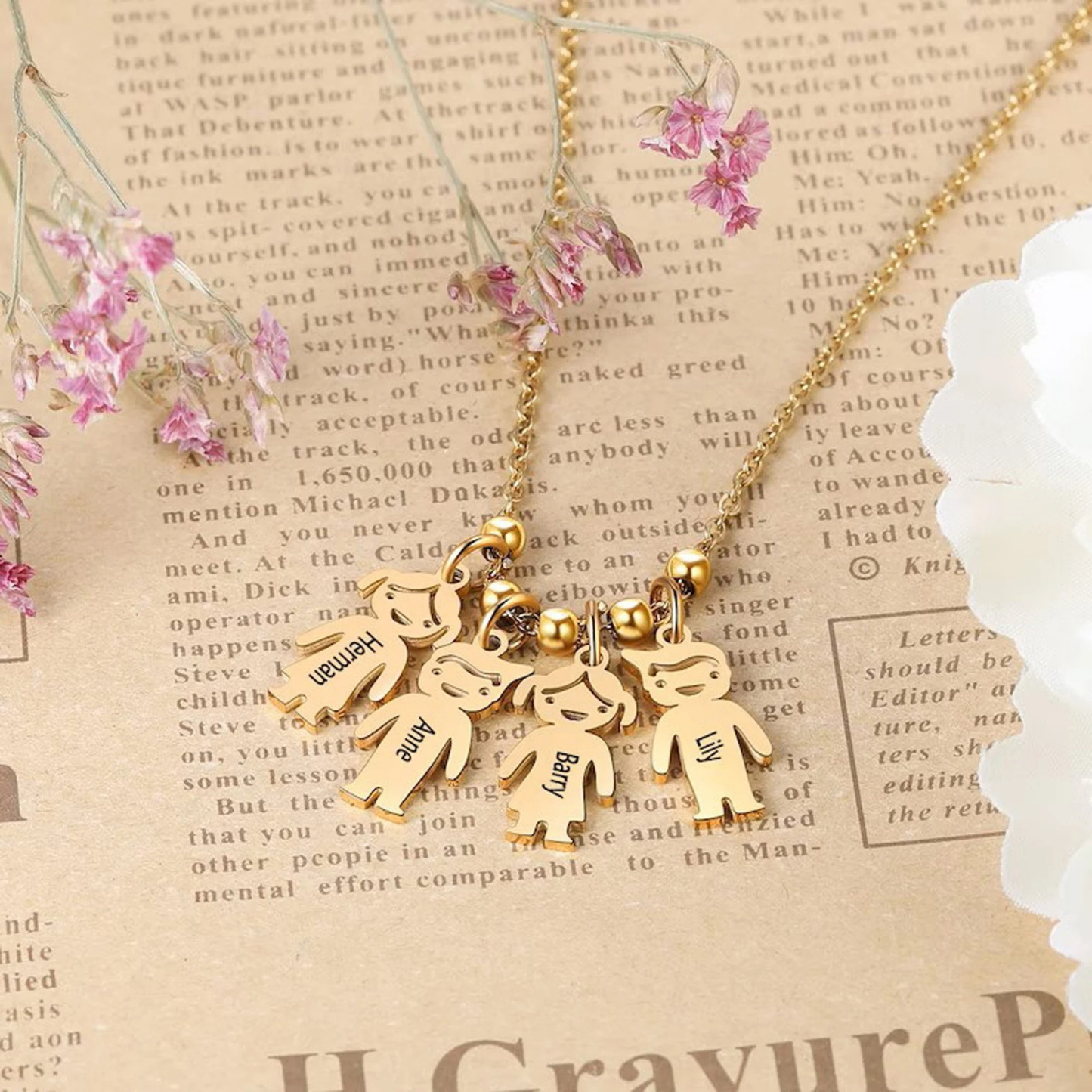 Graverat Barn Berlock Halsband