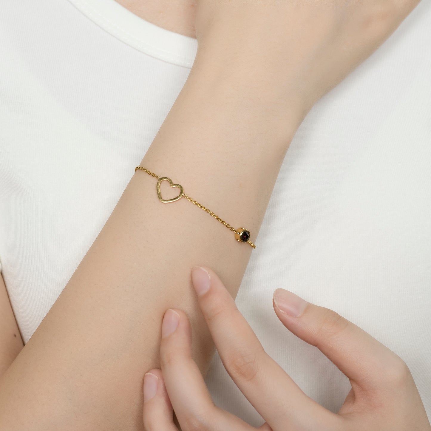 Elegant hjärta Födelsesten armband
