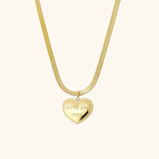 Love You More Hjärt Hänge Halsband