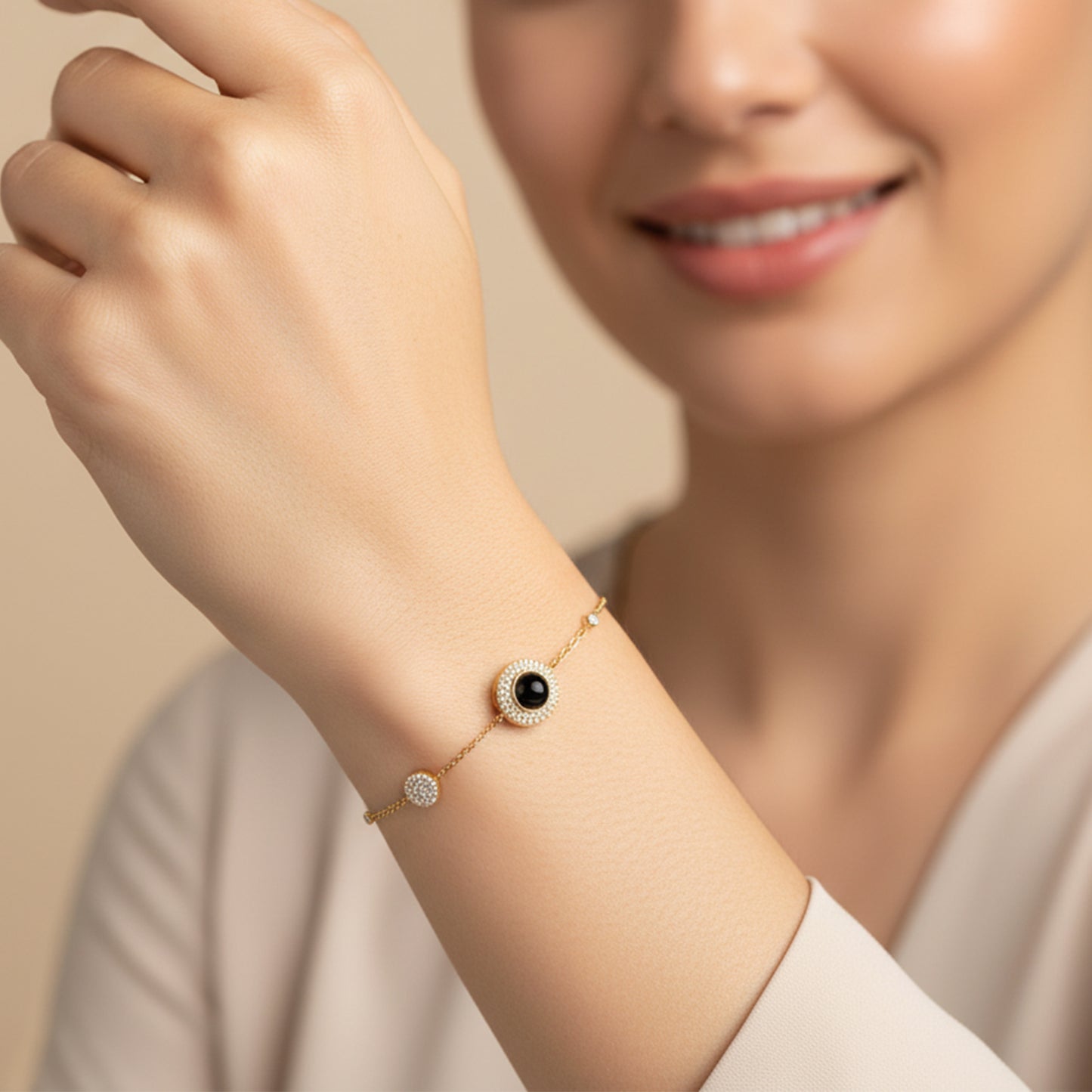 Gnistrande Pave Cirkel Foto Armband