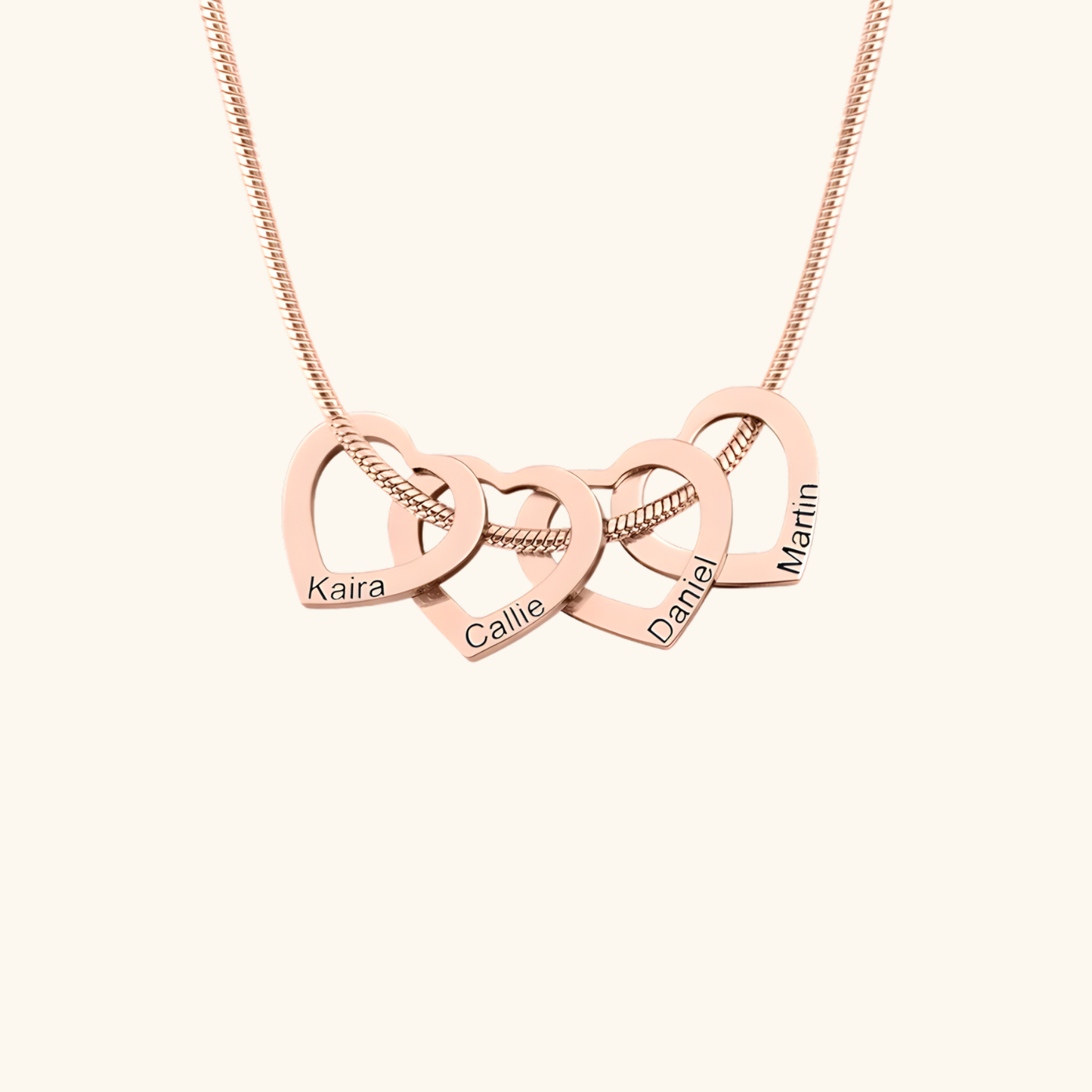Graverat Familjehjärta Halsband