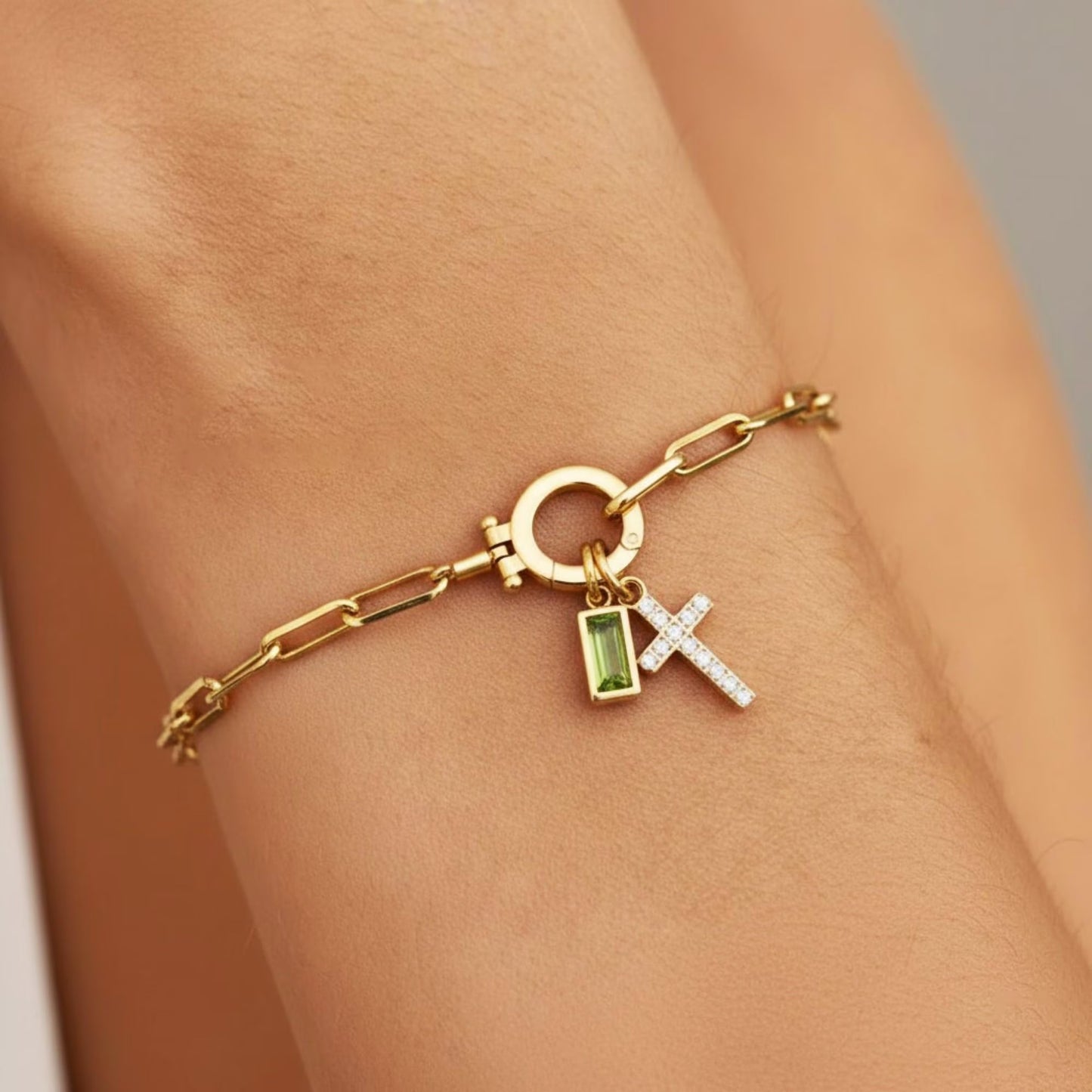 Födelsesten Korsberlock Länk Armband