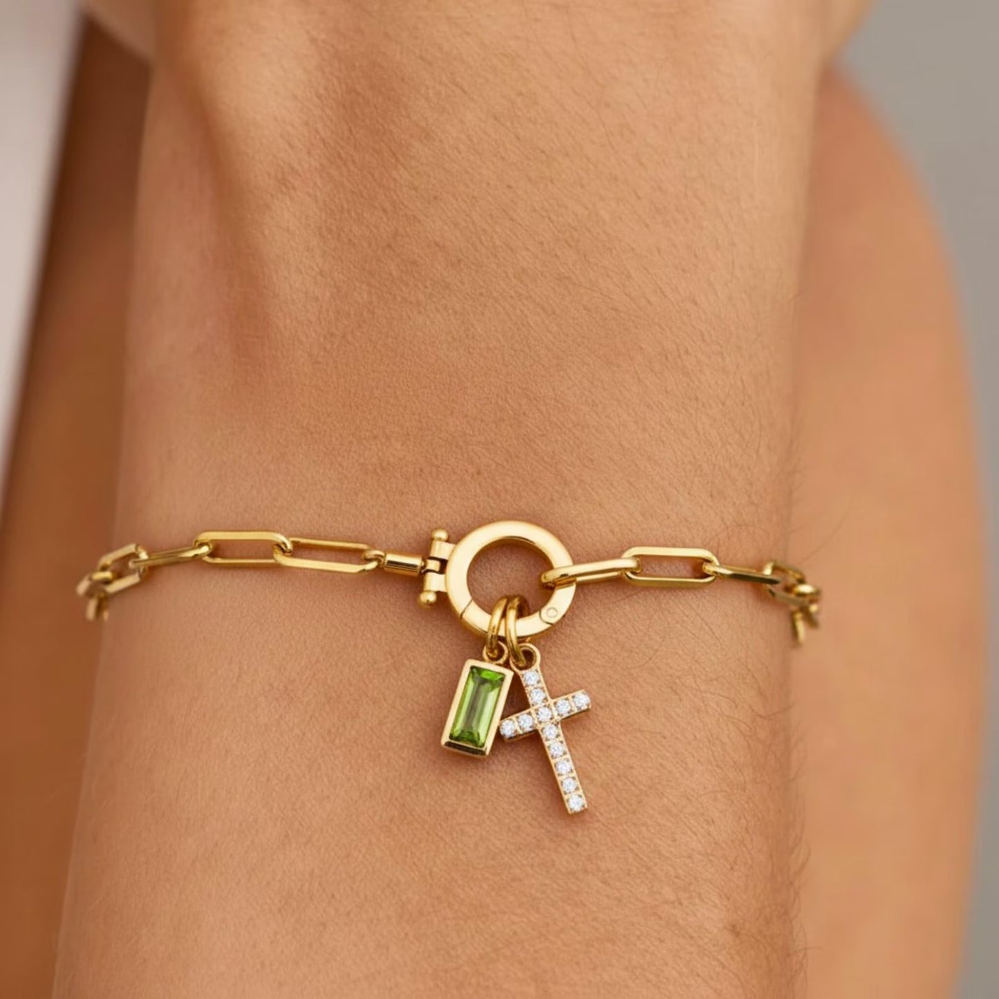 Födelsesten Korsberlock Länk Armband