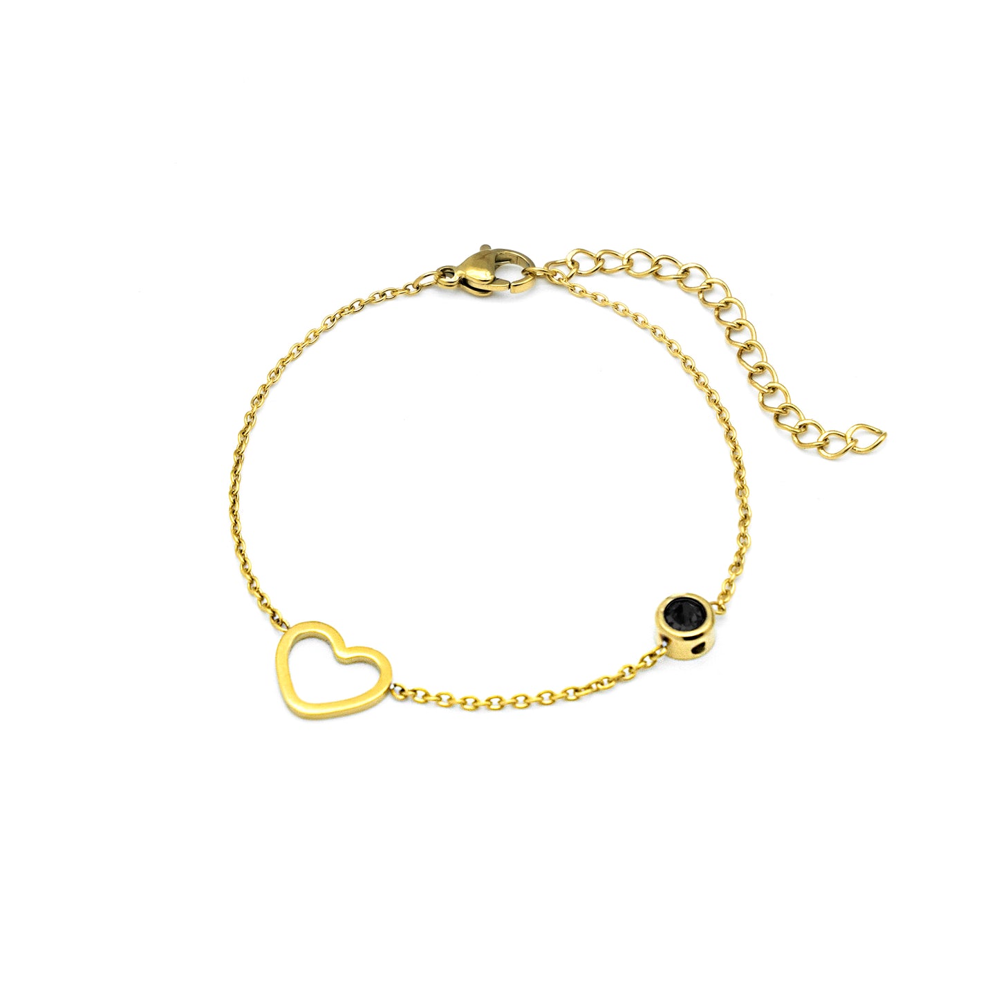 Elegant hjärta Födelsesten armband